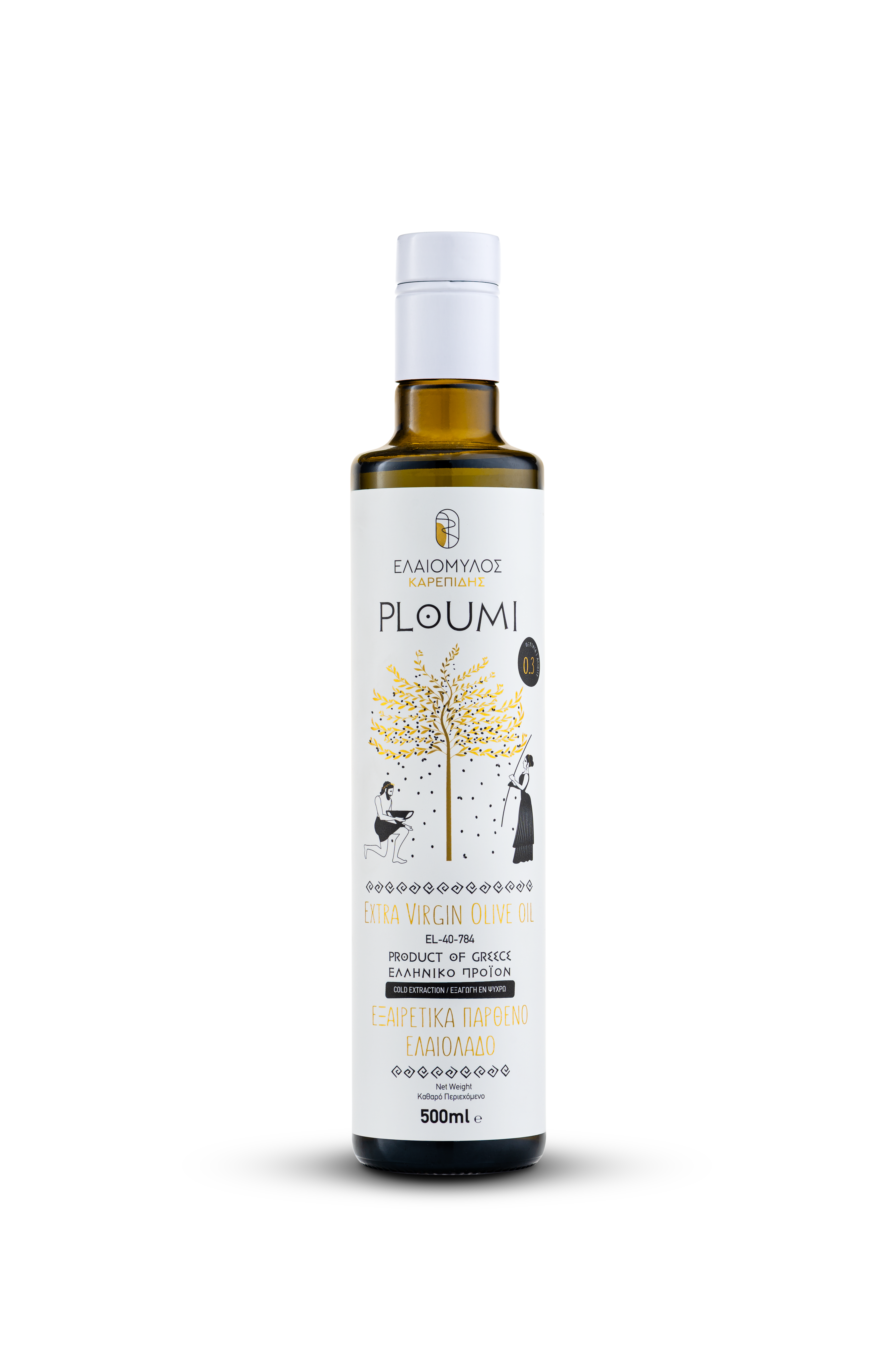 PLOUMI | Extra Virgin Olive Oil – Greek & Cretan – High Phenolic 500+ mg/kg – Cold Pressed – 500ml Bottle