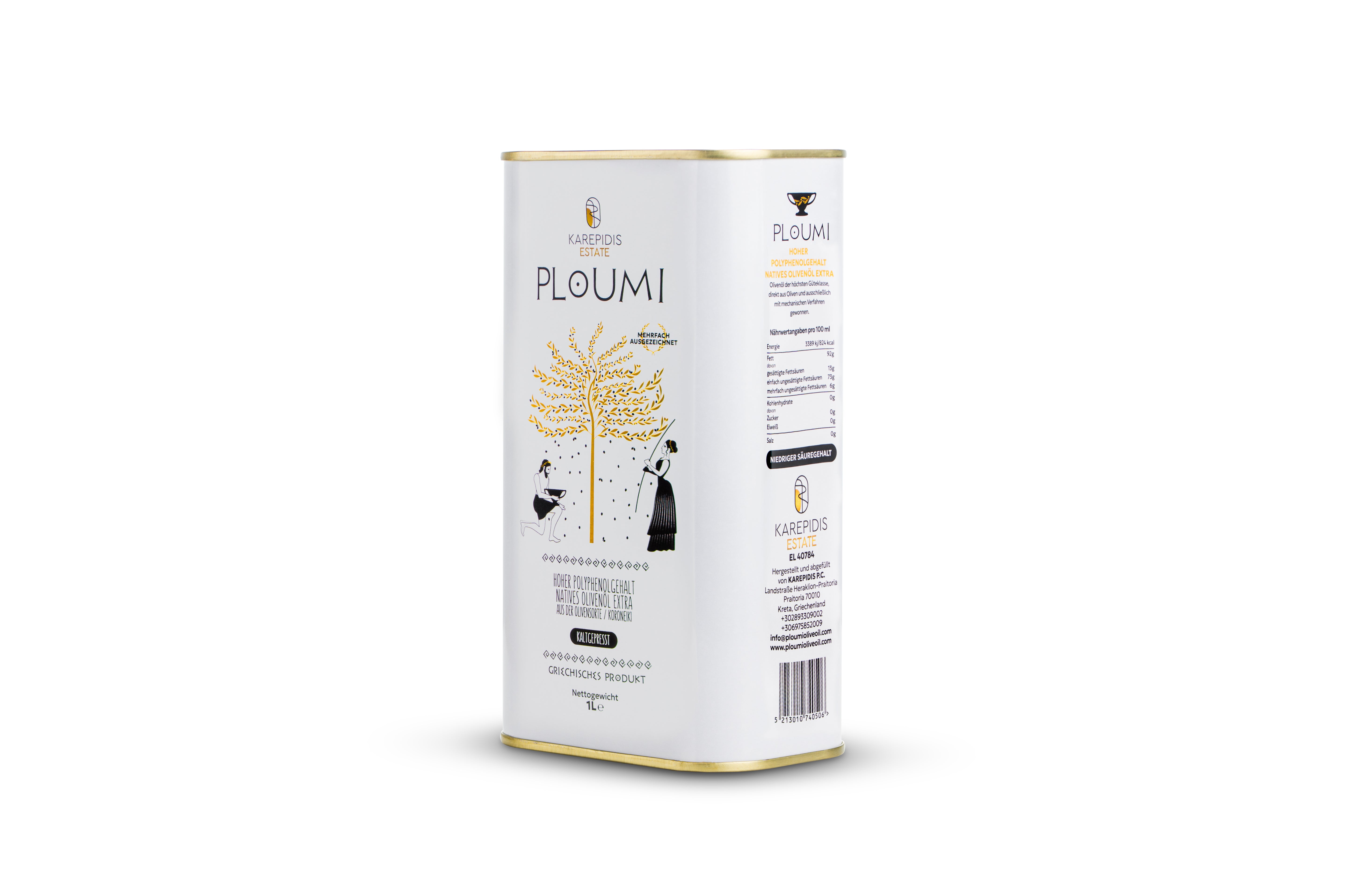 PLOUMI | Extra Virgin Olive Oil – Greek & Cretan – High Phenolic 500+ mg/kg – Cold Pressed – 1L Tin Canister