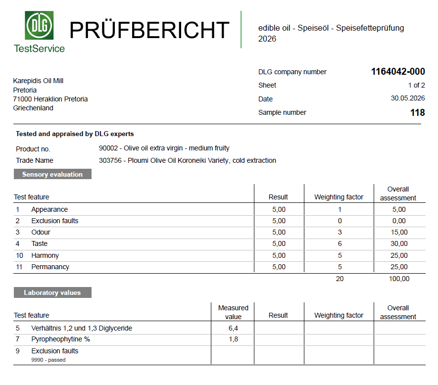 PLOUMI | Natives Olivenöl Extra – Griechisch & Kretisch – Hoher Phenolgehalt 500+ mg/kg – Kaltgepresst – 100ml Flasche
