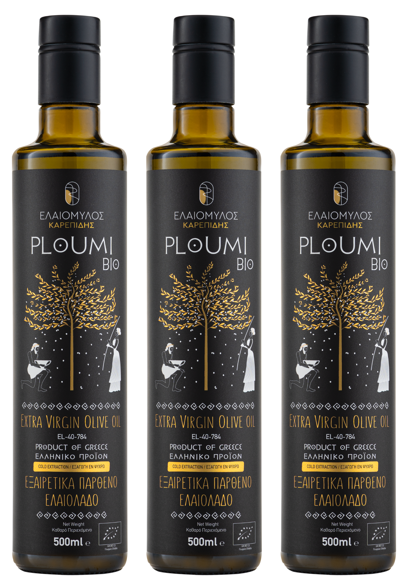 PLOUMI BIO Triple Pack | 3 × 500ml Βιολογικό Εξαιρετικό Παρθένο Ελαιόλαδο – Ελληνικό & Κρητικό – Υψηλής Φαινολικής Αξίας 800+ mg/kg – Ψυχρής Έκθλιψης (Family Club)