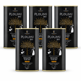 PLOUMI BIO 800+ family pack with five 1L tins