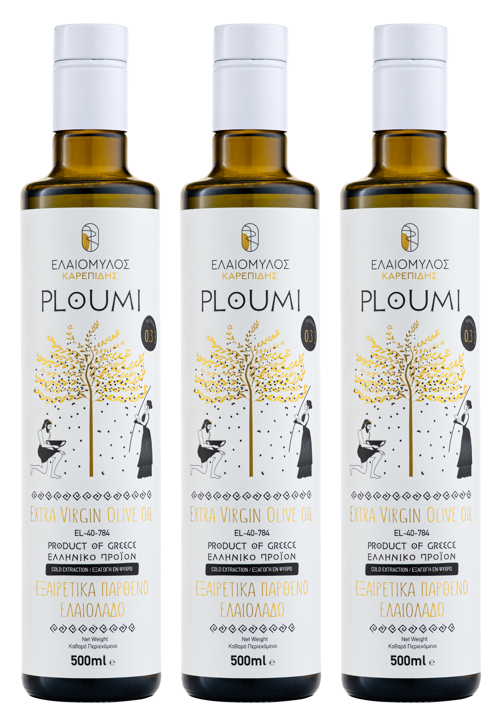 PLOUMI Triple Pack | 3 x 500ml Εξαιρετικό Παρθένο Ελαιόλαδο Κρήτης – Υψηλής Φαινολικής Αξίας 500+mg/kg – Ψυχρής Έκθλιψης (Family Club)