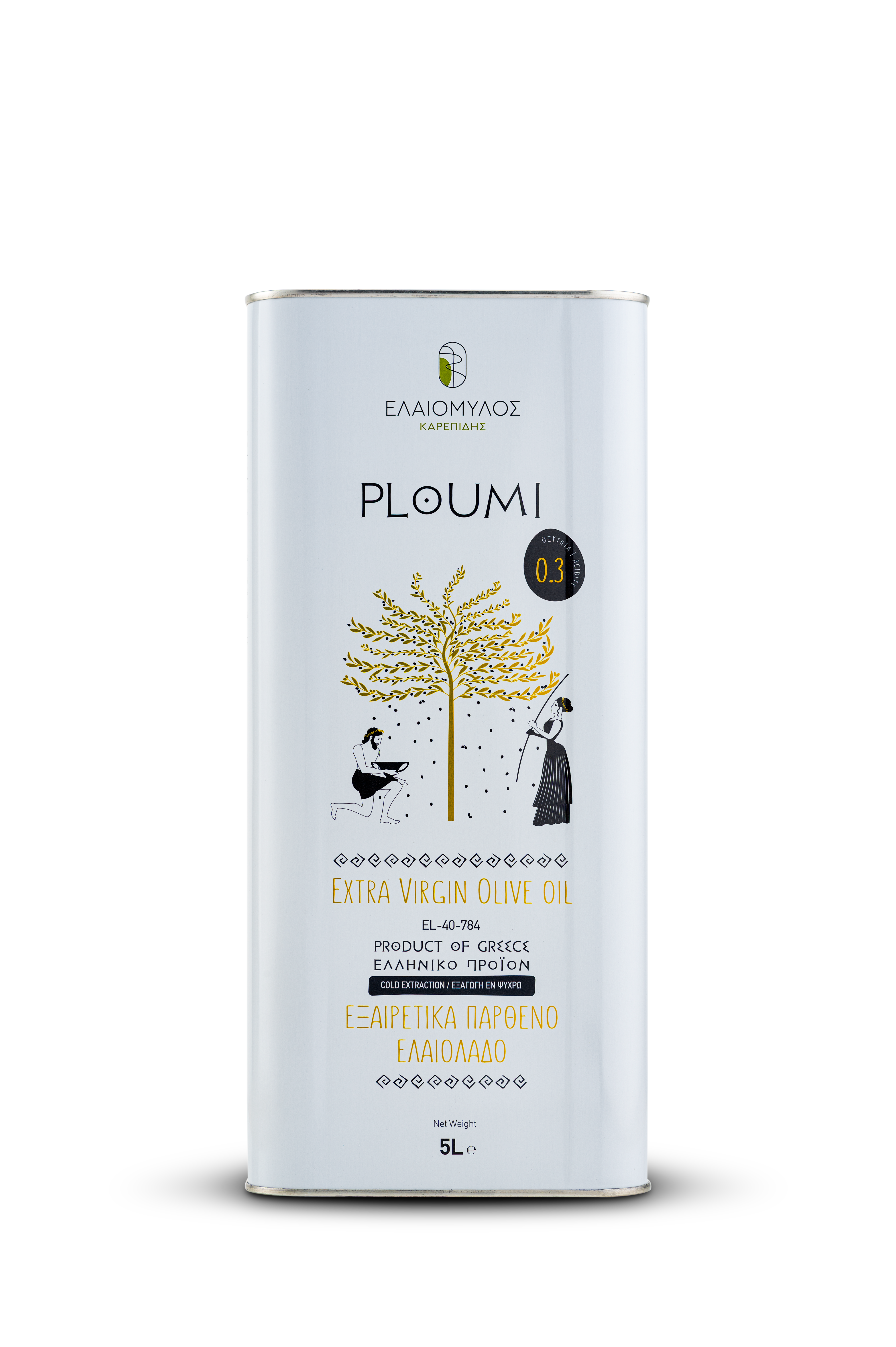PLOUMI | Extra Virgin Olive Oil – Greek & Cretan – High Phenolic 500+ mg/kg – Cold Pressed – 5L Tin Canister
