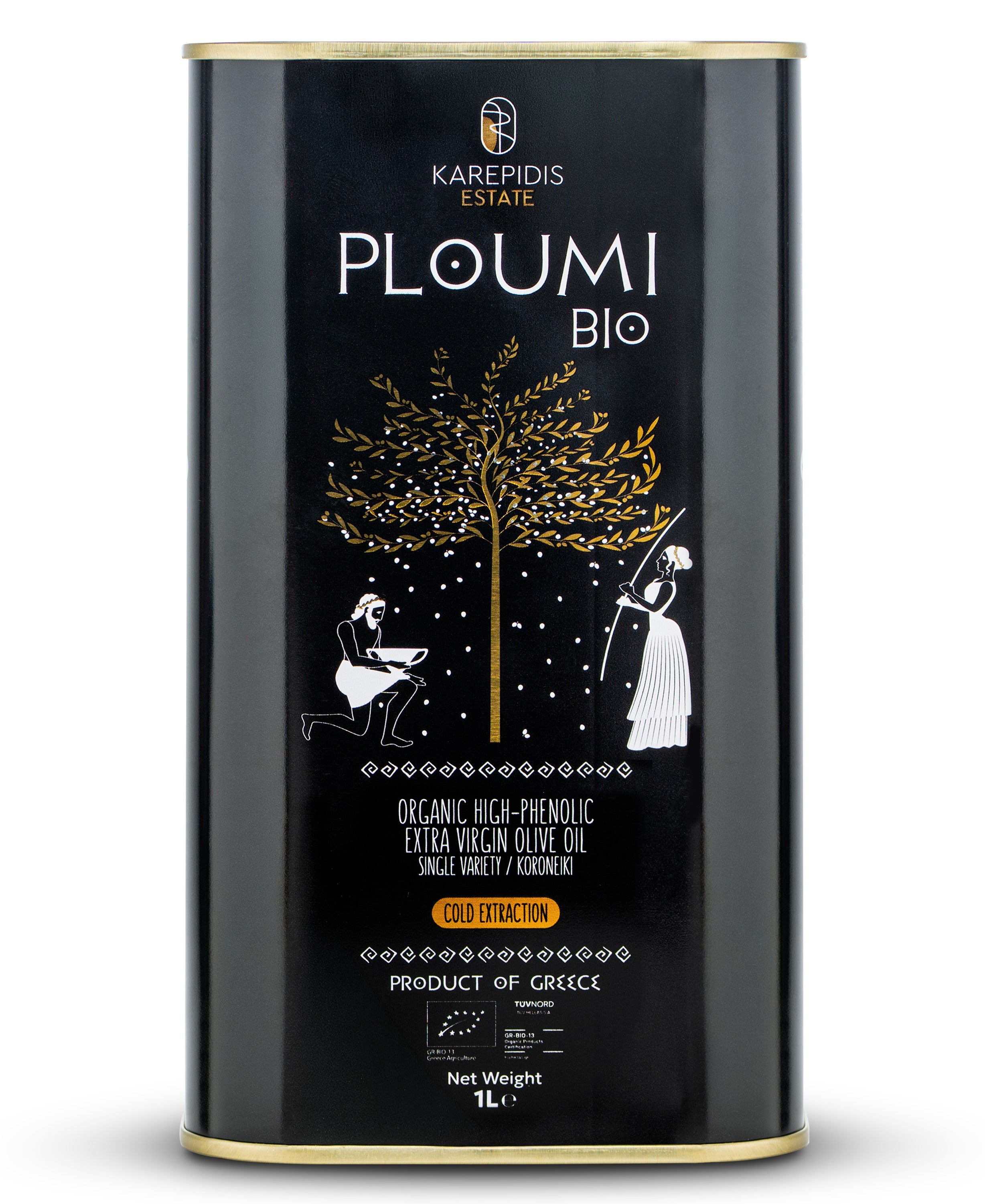 PLOUMI BIO Triple Pack Tins | 3 × 1L Organic Extra Virgin Olive Oil – Greek & Cretan – High Phenolic 800+ mg/kg – Cold Pressed