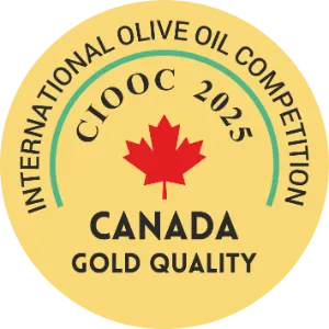 CIOOC 2025 Canada Gold Quality award badge, International Olive Oil Competition — Ploumi by Karepidis Estate